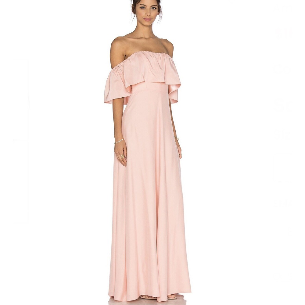 Amanda Uprichard Delilah Maxi Formal Dress Off Shoulder Pink XS
